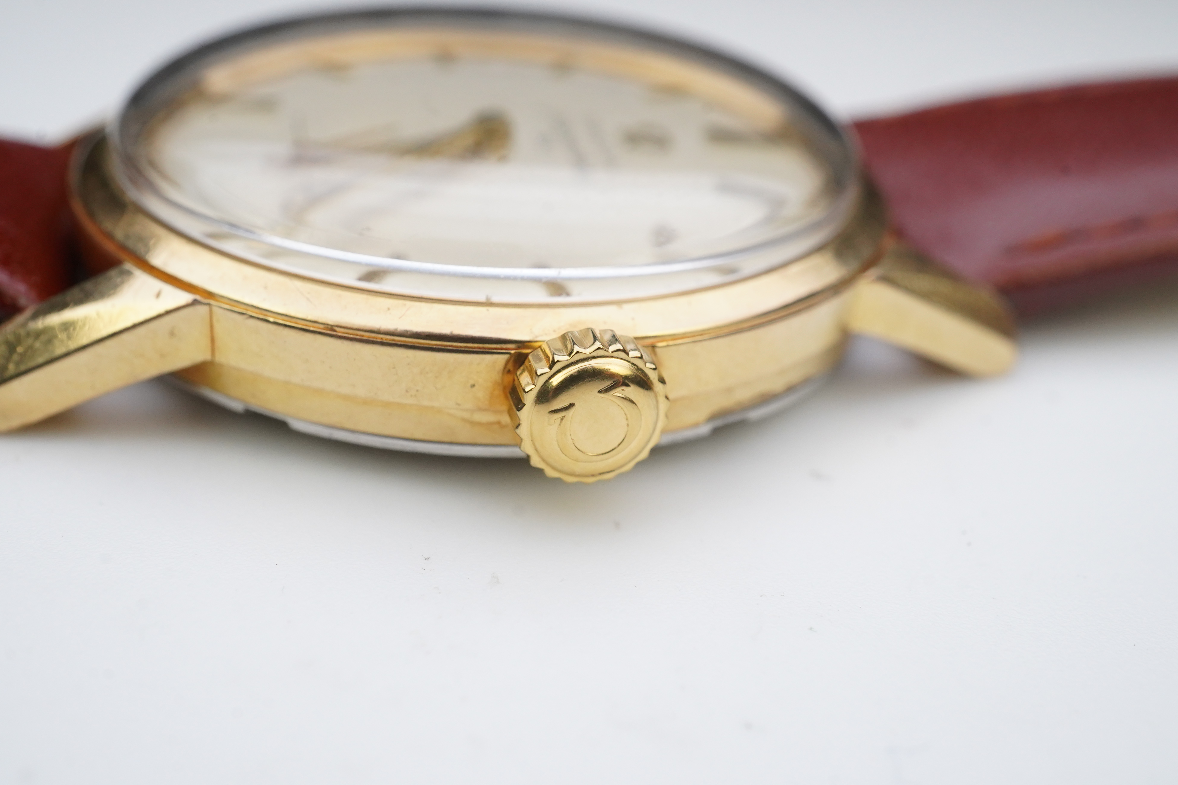 A gentleman's steel and gold plated Omega Seamaster 30 manual wind wrist watch, on a later associated leather strap